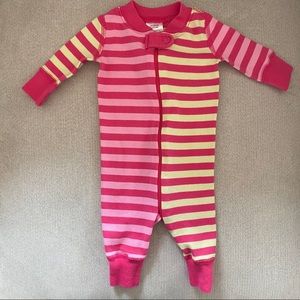 Hanna Andersson pink striped zipper sleeper